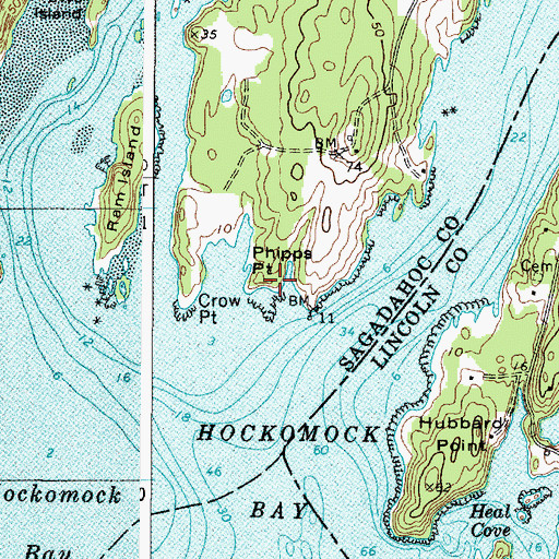 Topographic Map of Phipps Point, ME