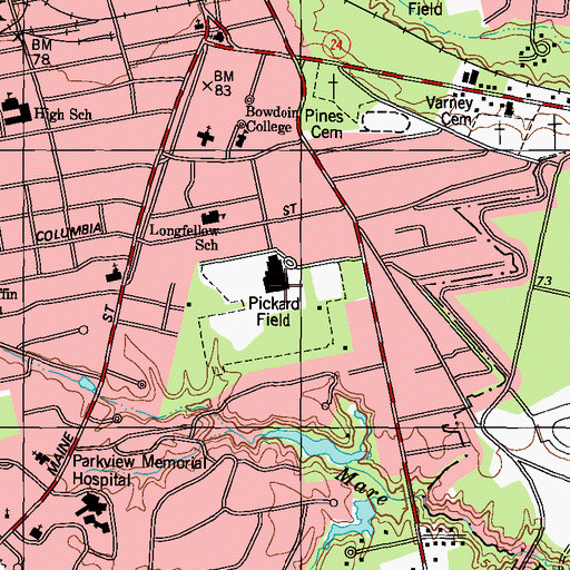 Topographic Map of Pickard Field, ME