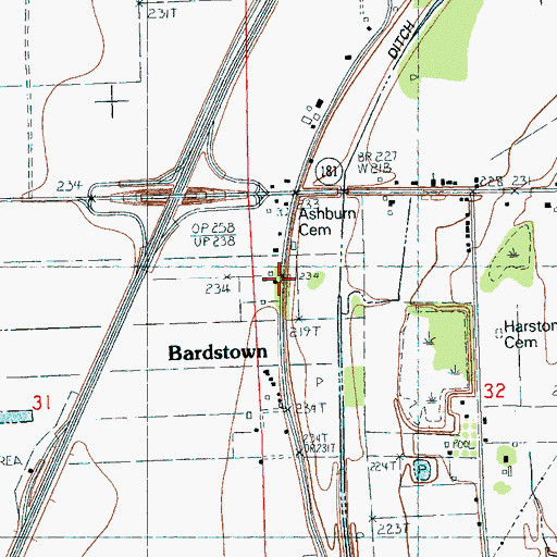 Topographic Map of Bardstown, AR