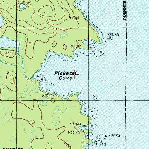 Topographic Map of Pickerel Cove, ME