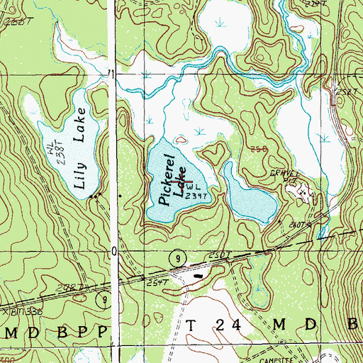 Topographic Map of Pickerel Lake, ME