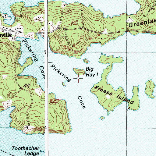 Topographic Map of Pickering Cove, ME