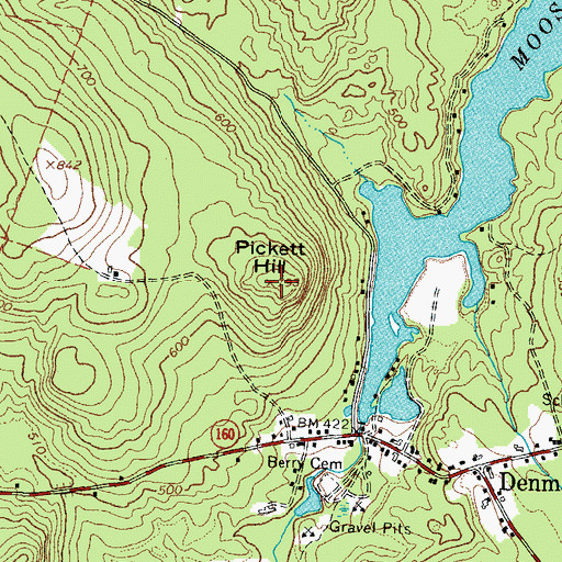 Topographic Map of Pickett Hill, ME