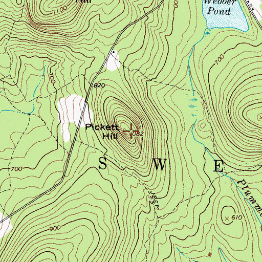 Topographic Map of Pickett Hill, ME