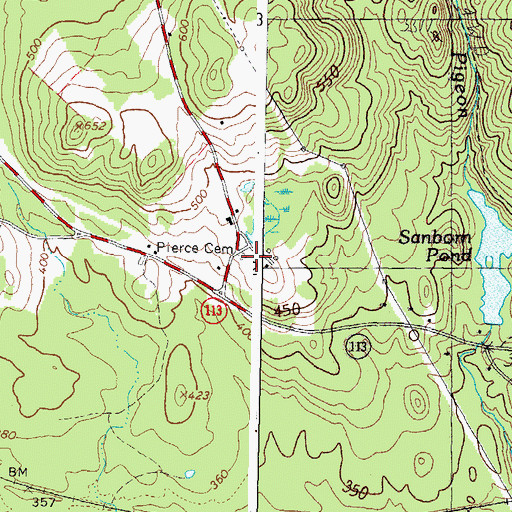 Topographic Map of Pierce Cemetery, ME