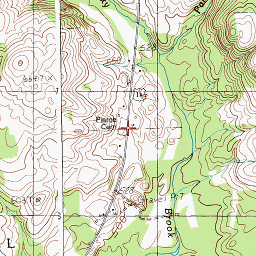 Topographic Map of Pierce Cemetery, ME