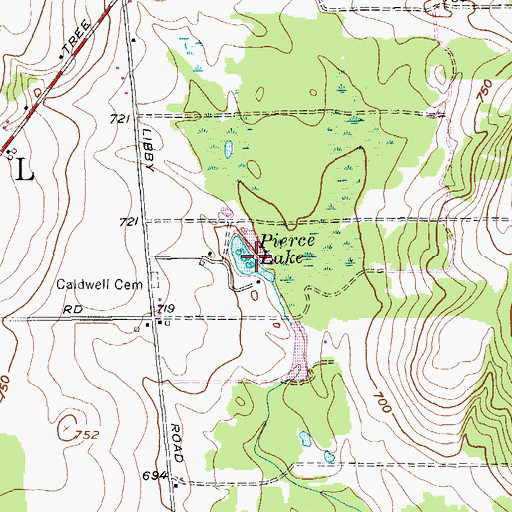 Topographic Map of Pierce Lake, ME