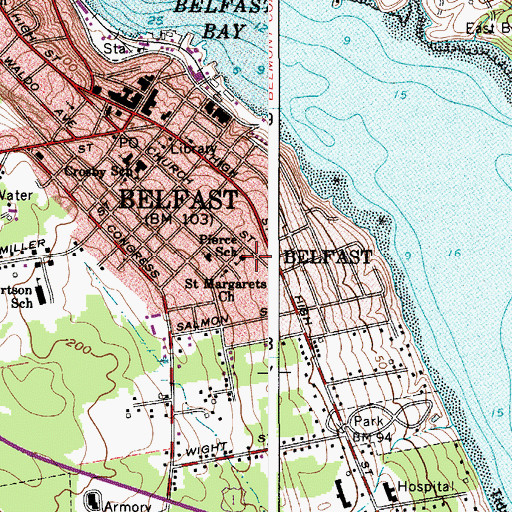 Topographic Map of Pierce Elementary School, ME