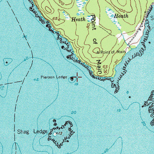 Topographic Map of Pierson Ledge, ME
