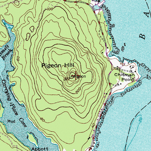 Topographic Map of Pigeon Hill, ME