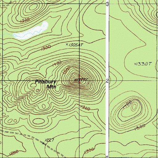 Topographic Map of Pillsbury Mountain, ME