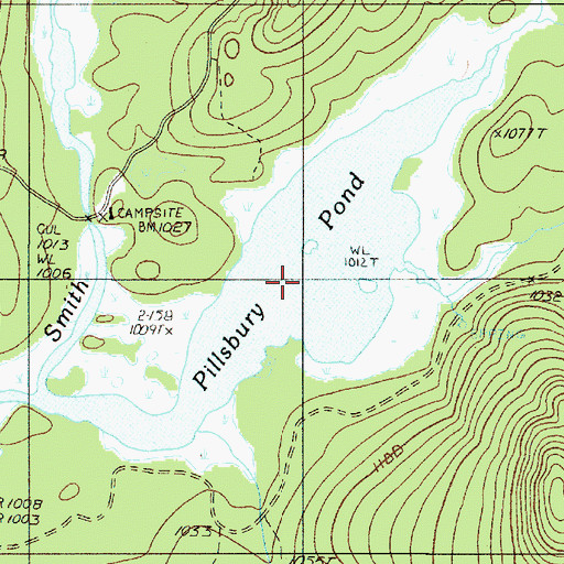Topographic Map of Pillsbury Pond, ME