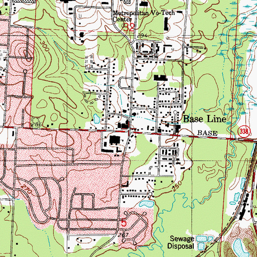 Topographic Map of Base Line, AR