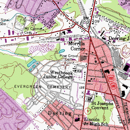 Topographic Map of Pine Grove Cemetery, ME