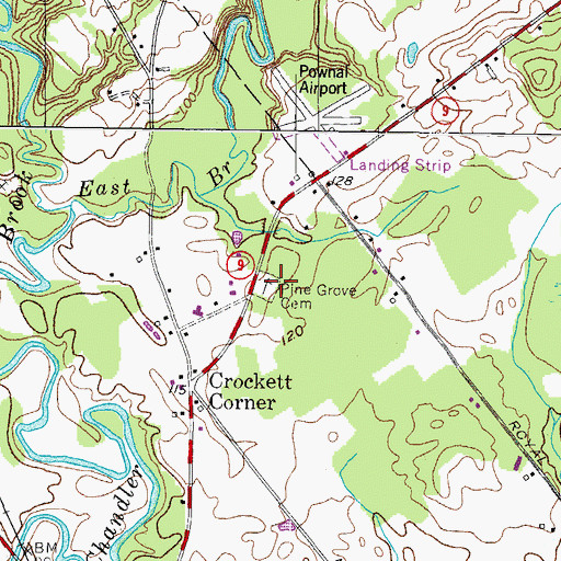 Topographic Map of Pine Grove Cemetery, ME