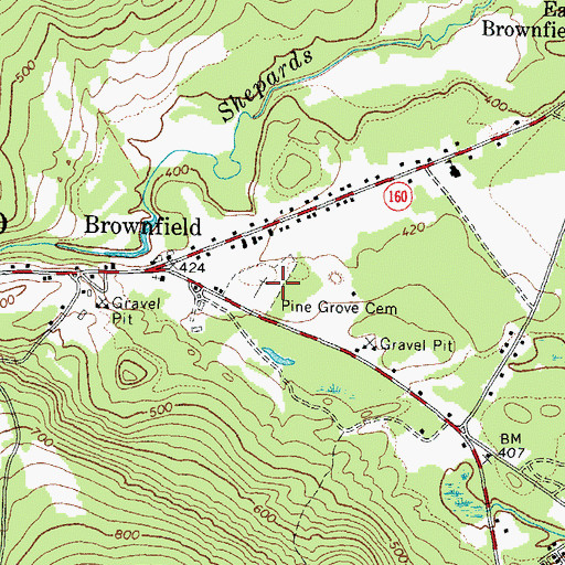 Topographic Map of Pine Grove Cemetery, ME
