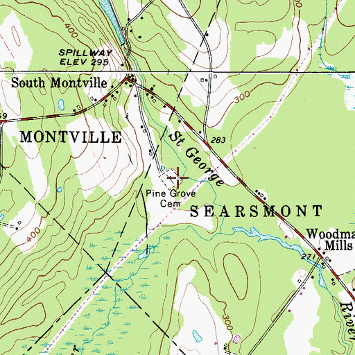 Topographic Map of Pine Grove Cemetery, ME