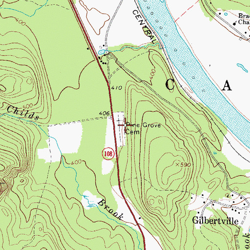 Topographic Map of Pine Grove Cemetery, ME
