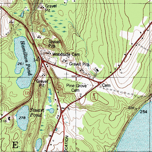 Topographic Map of Pine Grove Cemetery, ME