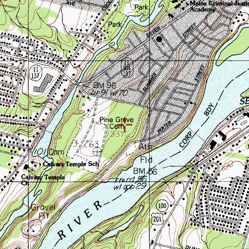 Topographic Map of Pine Grove Cemetery, ME