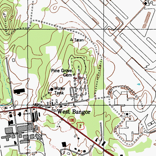 Topographic Map of Pine Grove Cemetery, ME