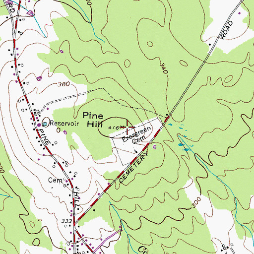 Topographic Map of Pine Hill, ME