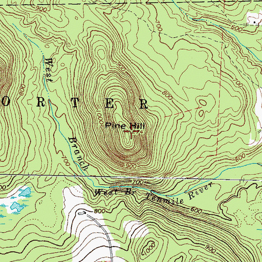 Topographic Map of Pine Hill, ME