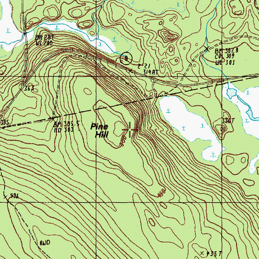 Topographic Map of Pine Hill, ME