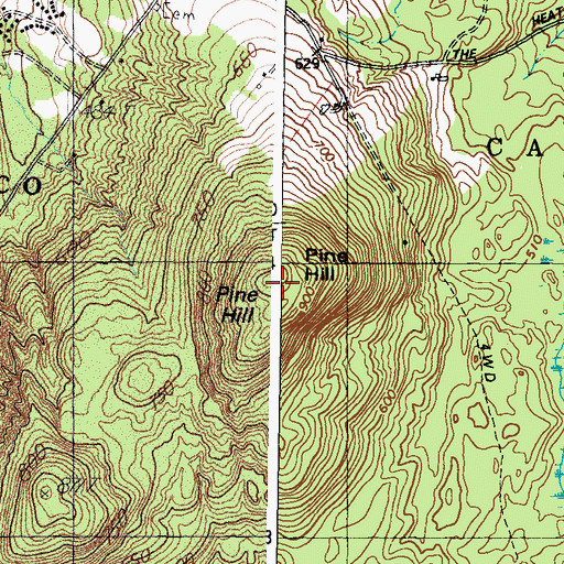 Topographic Map of Pine Hill, ME