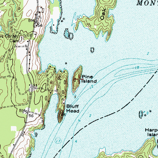 Topographic Map of Pine Island, ME