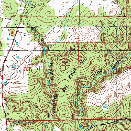 Topographic Map of Bat Knob Hill, AR
