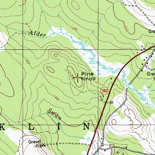 Topographic Map of Pine Knoll, ME