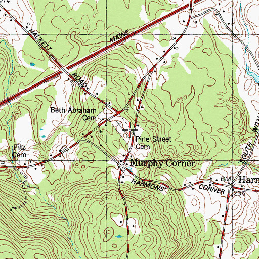 Topographic Map of Pine Street Cemetery, ME