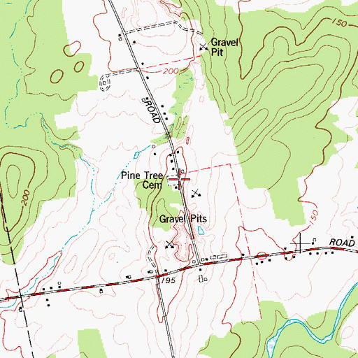 Topographic Map of Pine Tree Cemetery, ME