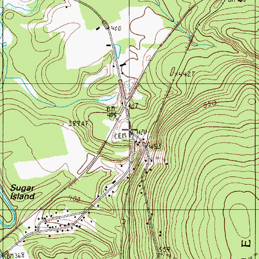 Topographic Map of Pine Tree Cemetery, ME