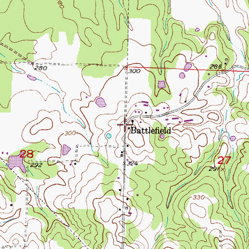 Topographic Map of Battlefield, AR