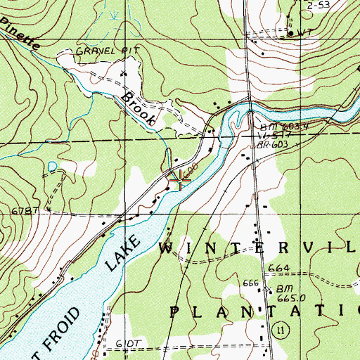 Topographic Map of Pinette Brook, ME