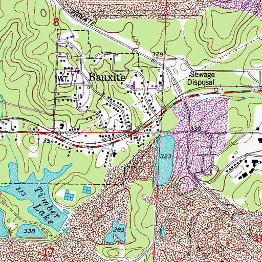 Topographic Map of Bauxite, AR