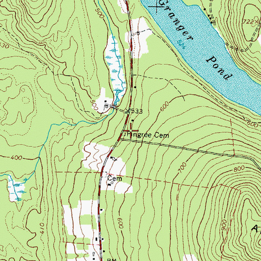 Topographic Map of Pingree Cemetery, ME