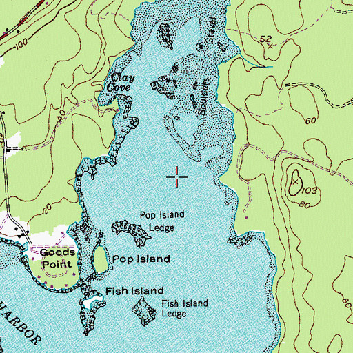 Topographic Map of Pinkham Bay, ME