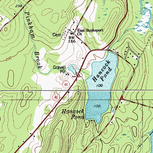 Topographic Map of Pinkham Brook, ME