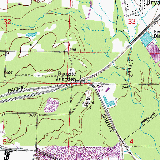 Topographic Map of Bauxite Junction, AR