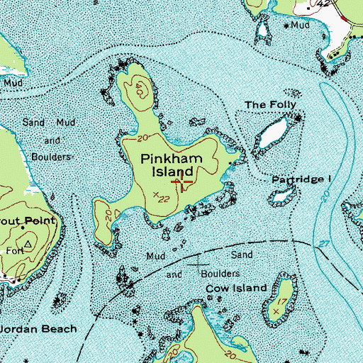 Topographic Map of Pinkham Island, ME