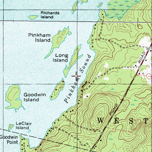 Topographic Map of Pinkham Sound, ME