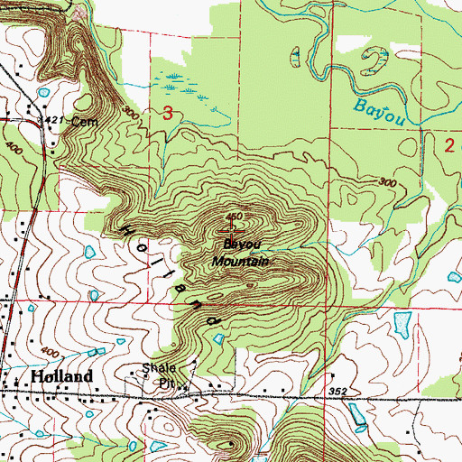 Topographic Map of Bayou Mountain, AR