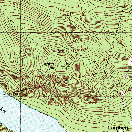 Topographic Map of Pirate Hill, ME
