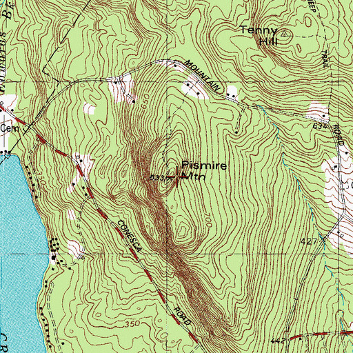 Topographic Map of Pismire Mountain, ME