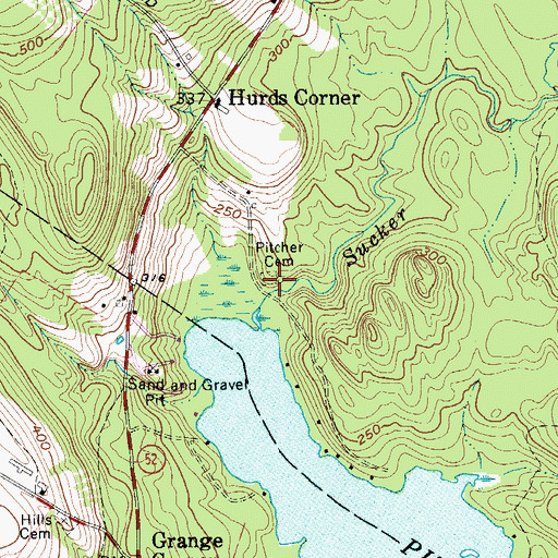 Topographic Map of Pitcher Cemetery, ME