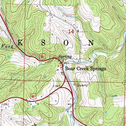 Topographic Map of Bear Creek Springs, AR