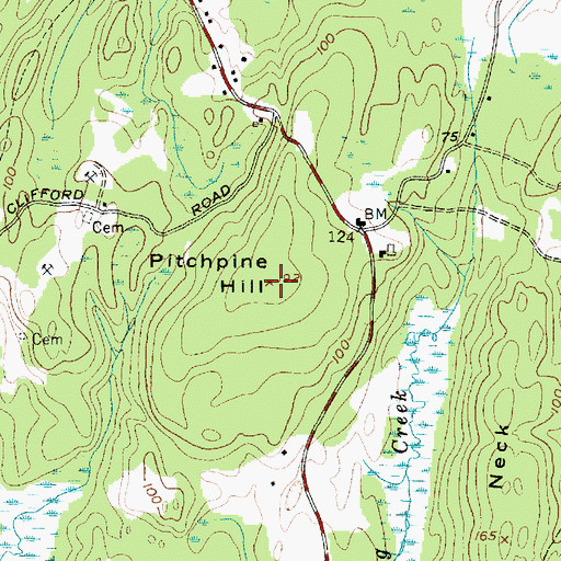 Topographic Map of Pitchpine Hill, ME